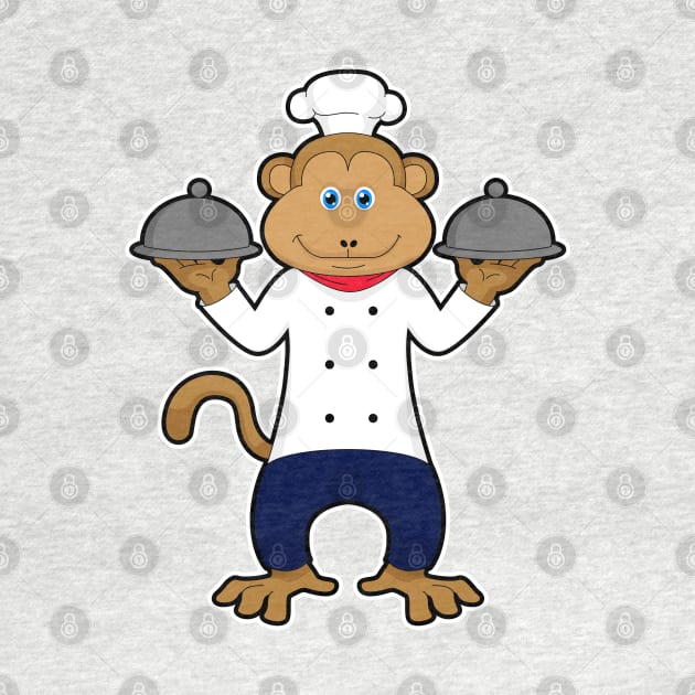 Monkey as Cook with Serving plates by Markus Schnabel